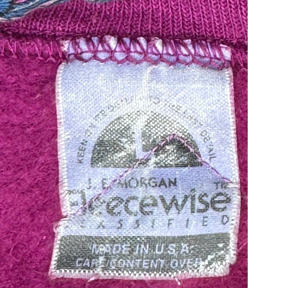 Vintage Quilted Patchwork JE Morgan Fleecewise Cardigan Jacket M Magenta Peacock - Picture 6 of 12